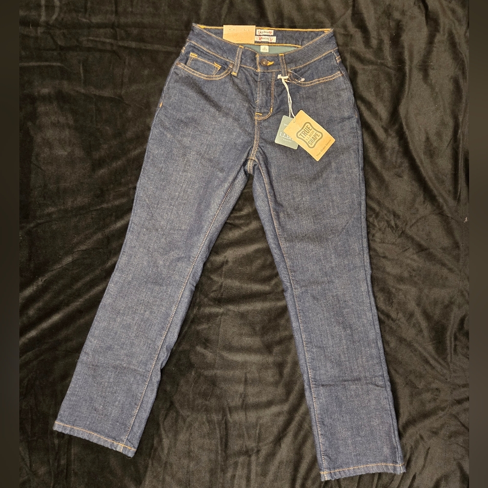 L.L Bean Womens True Shape Fleece Lined Denim Jeans Size 2P